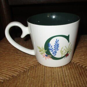 OPALHOUSE  Monogram Floral Initial C coffee mug with scroll handle